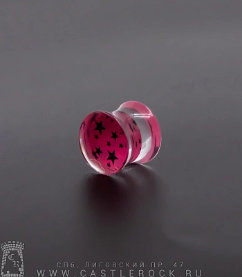 Плаг Акрил Звезды (прозрачный с розовым) 10 мм