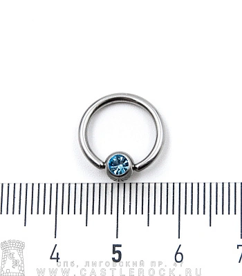 Кольцо BCR Сталь с Шариком со Стразом (голубым) 1,6 х 11 х 5