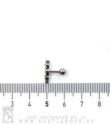 Микроштанга Сталь со Стразами (прозрачными, шарики) 1,2 х 6 х 4/13