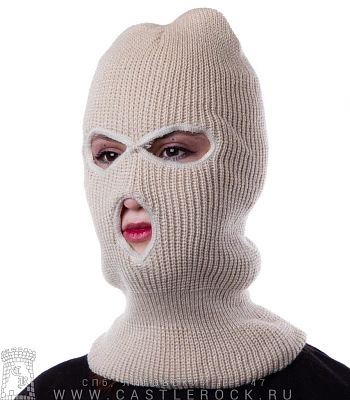 шапка балаклава вязаная (бежевая)