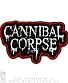 нашивка cannibal corpse (лого белое, кант красный, вышивка)