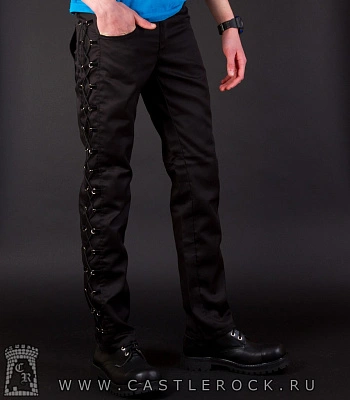 брюки шнуровка через кольцо (черная)
