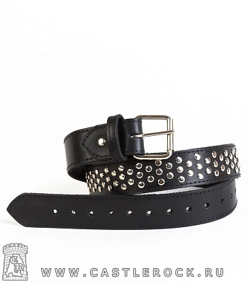 ремень кожаный 3 ряда клепки