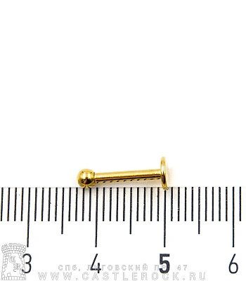 Лабрет Сталь Золотистый с Шариком 1,6 х 10 х 3