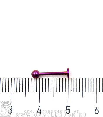 Лабрет Сталь Фиолетовый с Шариком 1,2 х 10 х 3