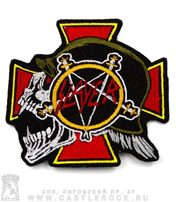 нашивка slayer (череп и крест, вышивка)