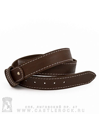 ремень кожаный полотно без пряжки (коричневый, прострочка белая)