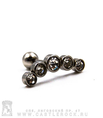 Микроштанга Сталь со Стразами (прозрачными) 0,8 х 6 х 4/16