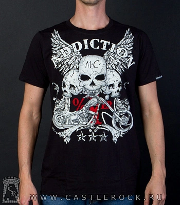 футболка addiction байк и черепа
