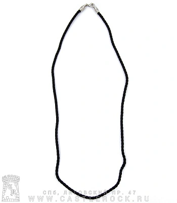 шнурок с застежкой плетеный черный (текстиль)