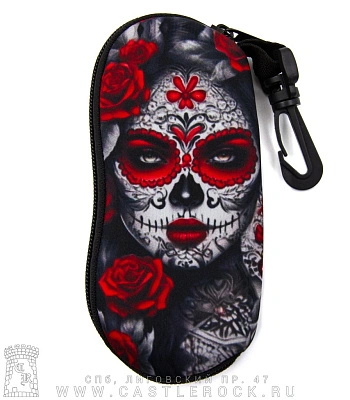 чехол для очков santa muerte (в розах)