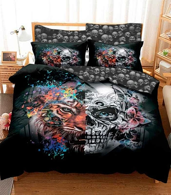 комплект постельного белья тигр и череп
