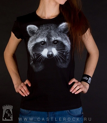 женская футболка енот (светится)