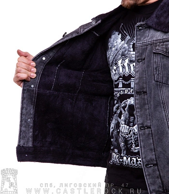 куртка джинсовая серая утепленная (серая подкладка) 831#