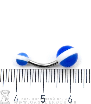 Банан Сталь с Акриловыми Шариками Полоса (бело-синими) 1,6 х 10 х 5/8