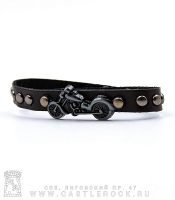 браслет кожаный мотоцикл (клепки, коричневый)