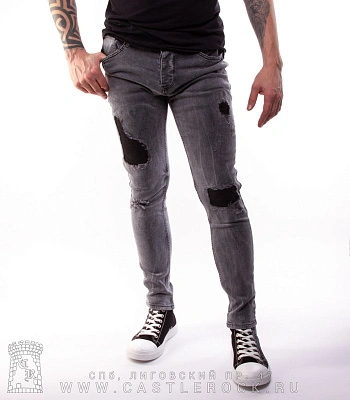 джинсы серые (протертые)