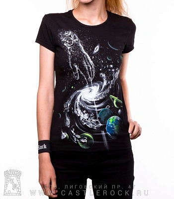 женская футболка создание вселенной (космос, светится)