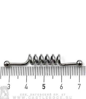 Штанга Индастриал Сталь с Шариками и Спиралью (6 витков) 1,6 х 38 х 4/4