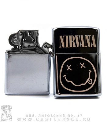 зажигалка с гравировкой nirvana (смайл) 1