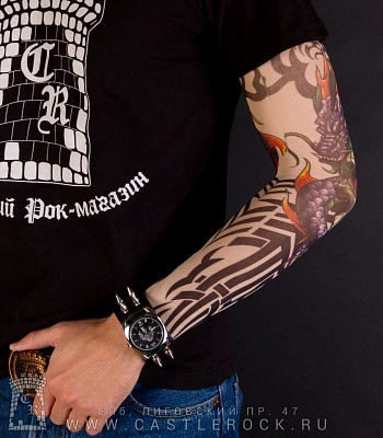 тату рукав дракон и череп