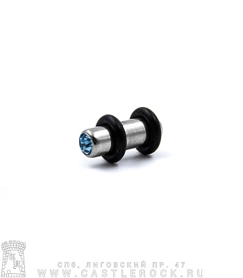 Плаг Сталь со Стразом (голубым, с резинками) 5 мм