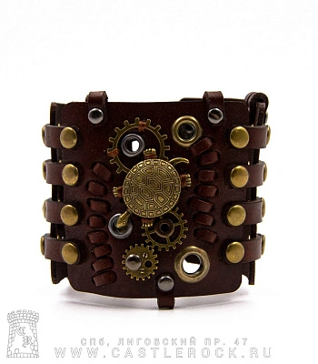 напульсник кожаный стимпанк коричневый (bspk-6)