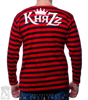 longsleeve княzz череп 13 (с нашивками, черно-красная)