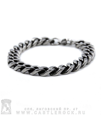 браслет стальной цепь панцирная (звенья усеченные, затемненные, 10 мм)