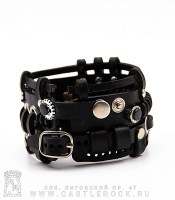 напульсник кожаный стимпанк черный (bspk-7)