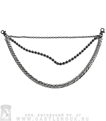 тройная цепь с карабином №08 (плетение якорное, перлина, панцирное)