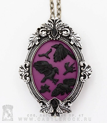 подвес-брошь restyle pol29 птицы (фиолетовый, камея)