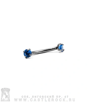 Микробанан с Внутренней Резьбой Титан со Стразами (голубыми темными) 1,2 х 10 х 3/3