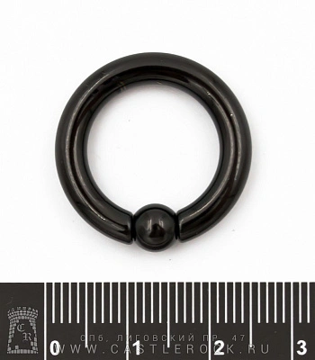 Кольцо BCR Хард Сталь Черное 4 х 16 х 6 (с пружинным шариком)