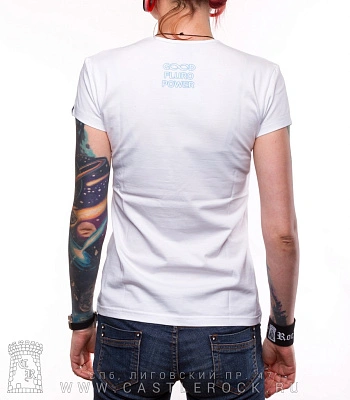 женская футболка волк морской (белая, светится)