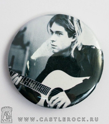 значок nirvana kurt cobain (с гитарой, ч/б)