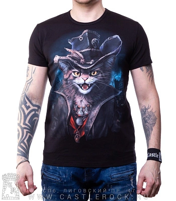 футболка кот охотник (светится)