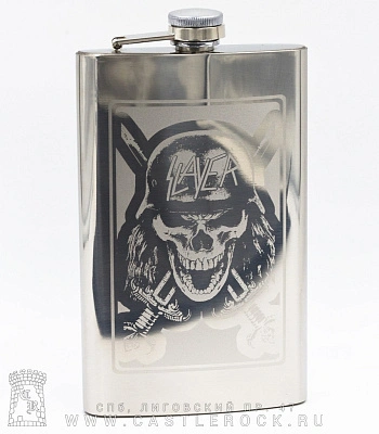 фляга стальная с гравировкой slayer (череп) 10 oz
