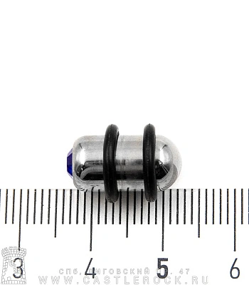 Плаг Сталь со Стразом (синим, с резинками) 8 мм
