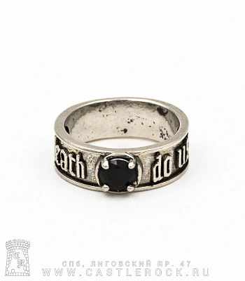 кольцо с камнем черным "till death do us part"