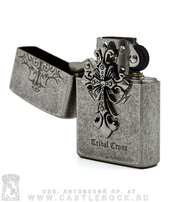 зажигалка фирменная крест "tribal cross" (спереди, страз)