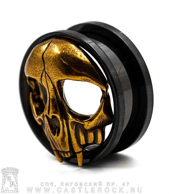 Плаг Сталь Черный Череп Вампира 22 мм