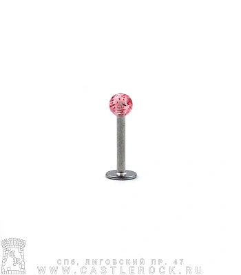 Лабрет Сталь с Акриловым Шариком с Блестками (красными) 1,2 х 8 х 3