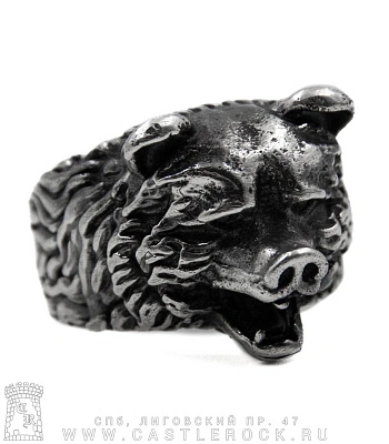 кольцо медведь (голова, широкое)