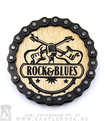 подставка под кружку с мотоцепью гитары и микрофон "rock & blues"