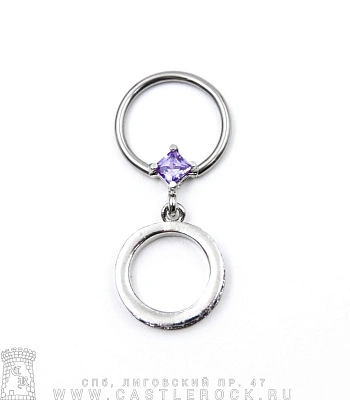 Кольцо BCR Сталь с Подвеской Кольцо (стразы фиолетовые) 1,6 х 13