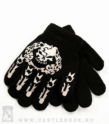 перчатки детские череп в узоре
