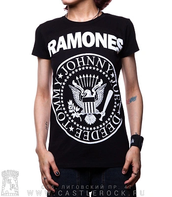 женская футболка ramones "hey ho let's go"