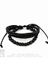 фенечка плетеная бусины (ремни, коса, черная, 9 мм)