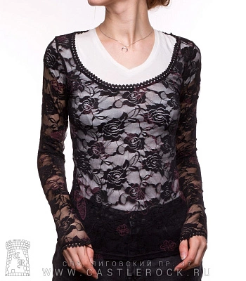 блуза ажурная с бабочками (розовыми) punk rave
